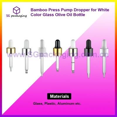 Bamboo Press Pump Dropper for White Color Glass Olive Oil Bottle