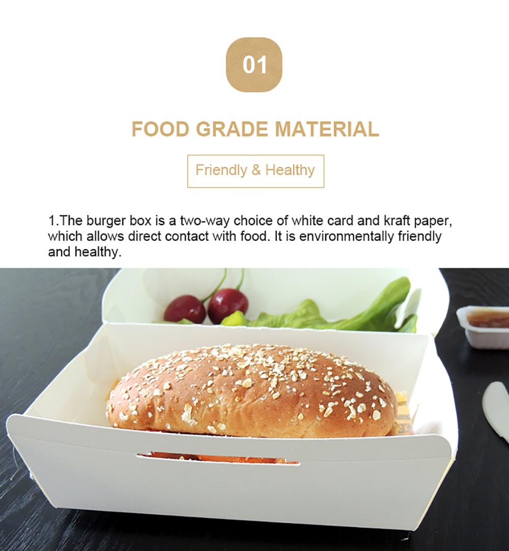 Wholesale Kraft Paper Hamburger Box Food Take Away Snack Paper Packaging Box