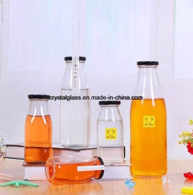 200ml 250ml 500ml Fresh Clear Glass Milk Yogurt Glass Bottle with Cap Lids