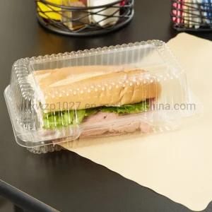 Disposable Hinged Lid Clear Plastic Rectangle Cake Roll Container
