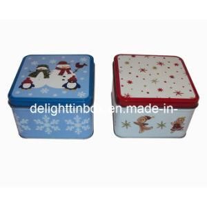 Square Christmas Tin Box for Cookies/ Candy (DL-ST-0491)