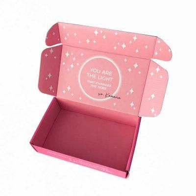 Fancy Pink Customized Corrugated Packaging Clothes Shipping Paper Gift Box