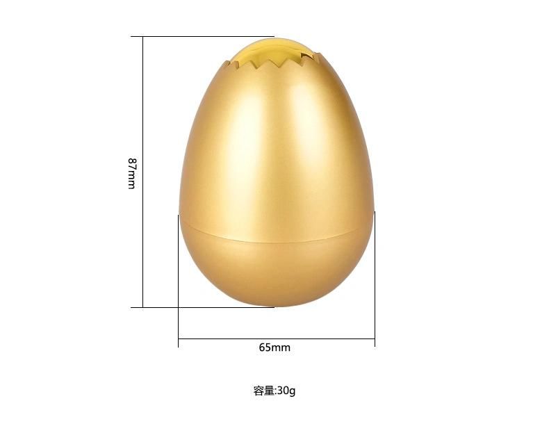 30g Egg Luxury Gold Empty Plastic Cream Jar for Skin Care Product