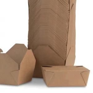 Custom Portable Fast Food Packaging Box Microwaveable Kraft Brown Take out Boxes