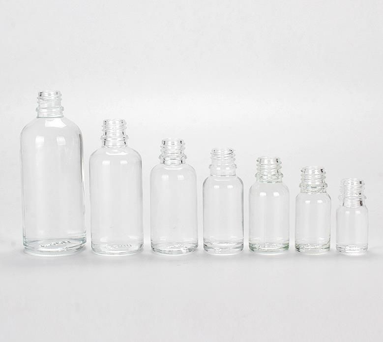 Transparent 30ml 50ml Round Essential Oil Glass Bottle with Dropper