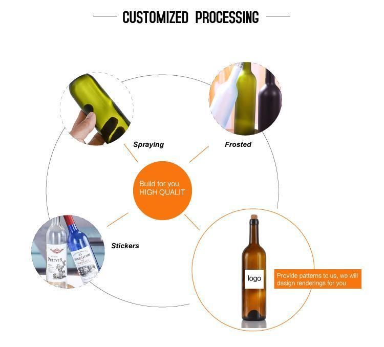 Wholesale Empty 750ml Clear Amber Green Round Glass Bordeaux Red Wine Bottles with Cork Stopper Lid