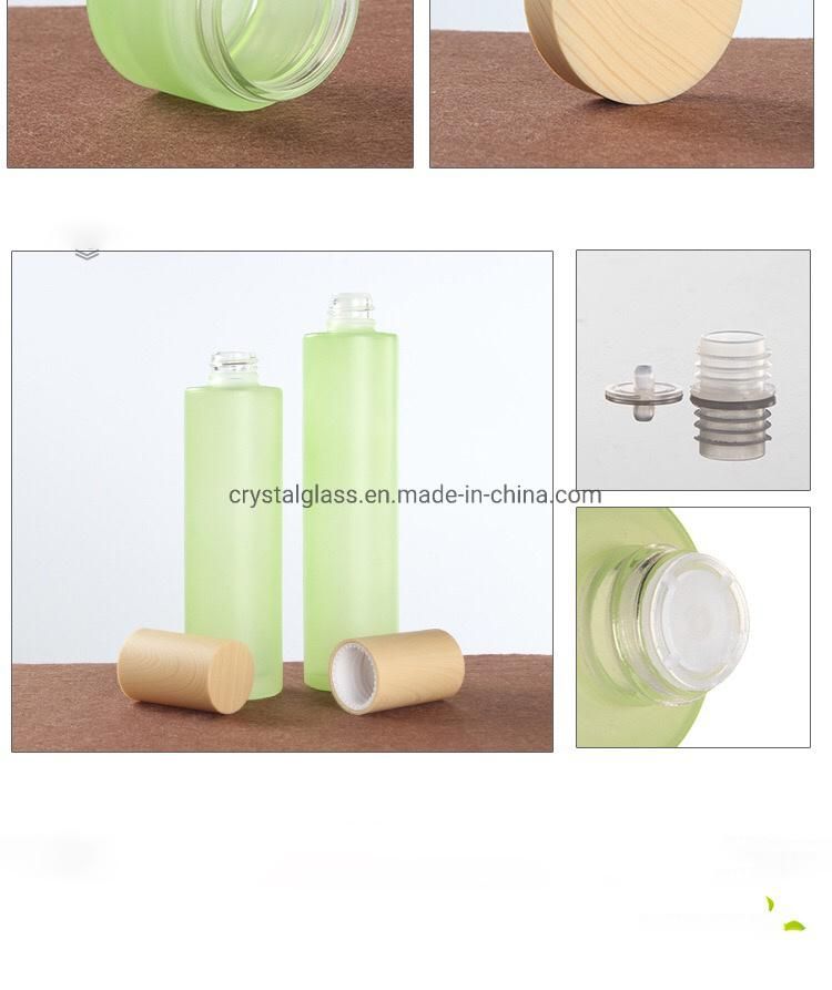 Custom Green Empty Cream Jar Bottle with Wood Caps