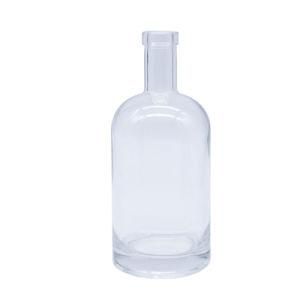 Custom Design Empty Round 750ml Vodka/Whiskey/Brandy Glass Bottle with Lid
