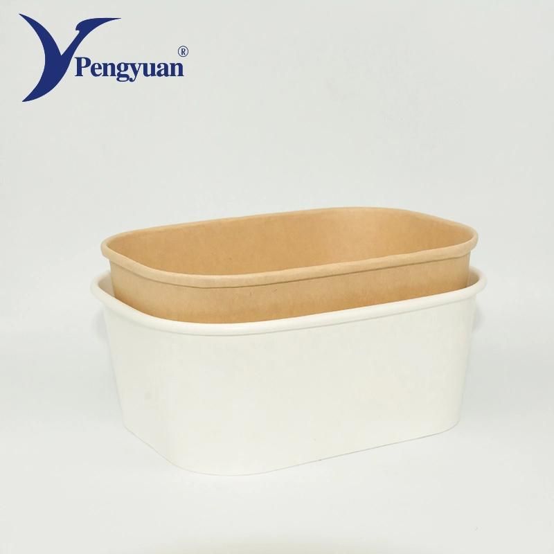 Biodegradable Paper Box Rectangle Kraft Paper Bowls with Lid