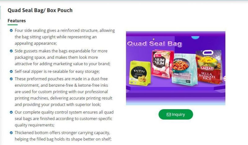 Custom Packaging Food Packaging Qual Seal Bag Box Packaging Nuts Chip Pouch