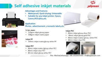 Szjohnson Digital Inkjet Self Adhesive Metallic Matte Silver Gold Pet Color Labels Blank Materials