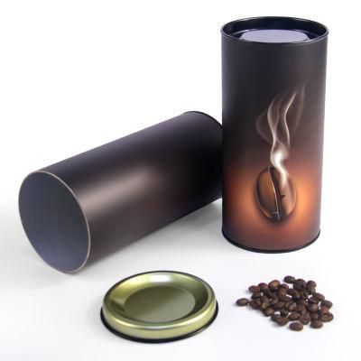 Firstsail Eco Friendly Custom Sealable Aluminum Foil Instant Coffee Bean Container Cylinder Shape Gift Box Packaging Paper Tube with Metal Lid