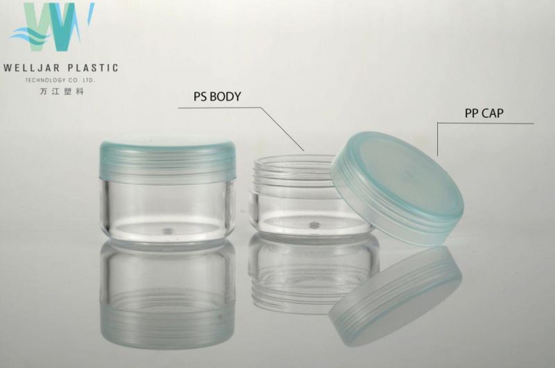 Cosmetic Jar15g PS Plastic Cream Jar with PP Lid