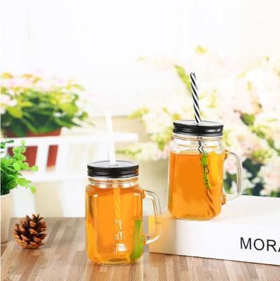 450ml Mason Jars Juice Glass Bottle with Metal Lids
