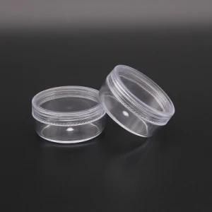 Round Shape Cosmetic Jar with White Plastic Cap, 50g Clear PS Material Plastic Skincare Cream Jar