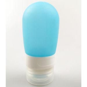 Wholesales Medium Bulb-Shaped Tsa Approved Leak Proof Food Grade Silicone Cosmetics Bottles, Blue