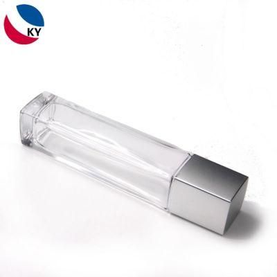 100ml 120ml Transparent Clear Square Perfume Bottle with Screw Crimp Pump Sprayer Makeup Spray Bottle