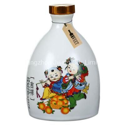 Custom Round 750ml Liquor Ceramic Bottle with Lid