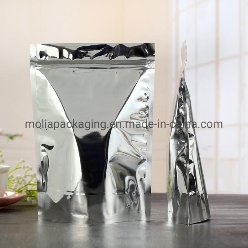 Silver/Clear 4mil Reclosable Mylar Foil Ziplock Bags Stand up Food Pouches Bags Bulk Food Storage Candy Zipper Bags