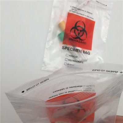 Hospital Biohazard Recloseable Ziplock Plastic LDPE Disposable Medical Laboratory Specimen Collection Bags with Absorbent Pad