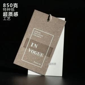 Customized High-End Clothes Hanging Tag Stamping White Letters Special Paper Card Tag