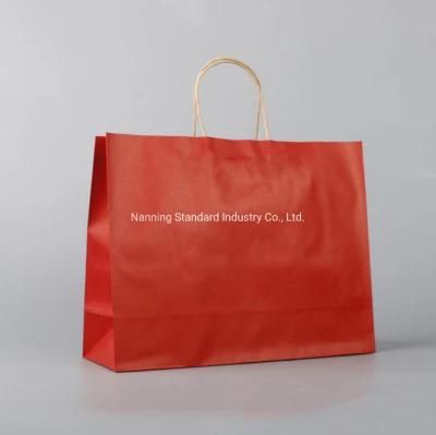 White Paper Bag Custom Logo Printed Fast Food Kraft Paper Bags with Handle