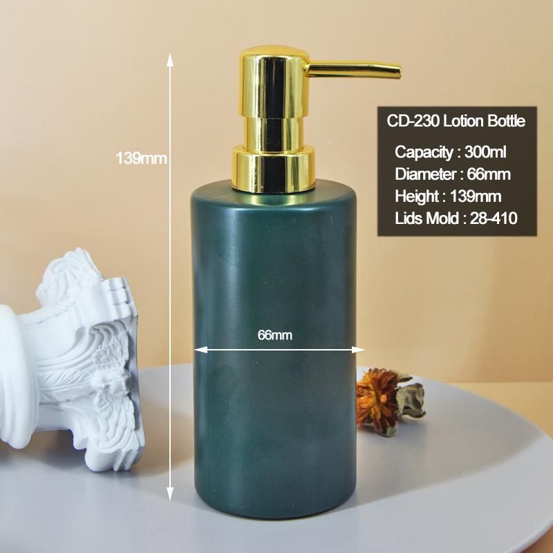 Custom 300ml Frosted Hand Sanitizer Lotion Pump Shampoo Dispenser Soap Glass Bottle