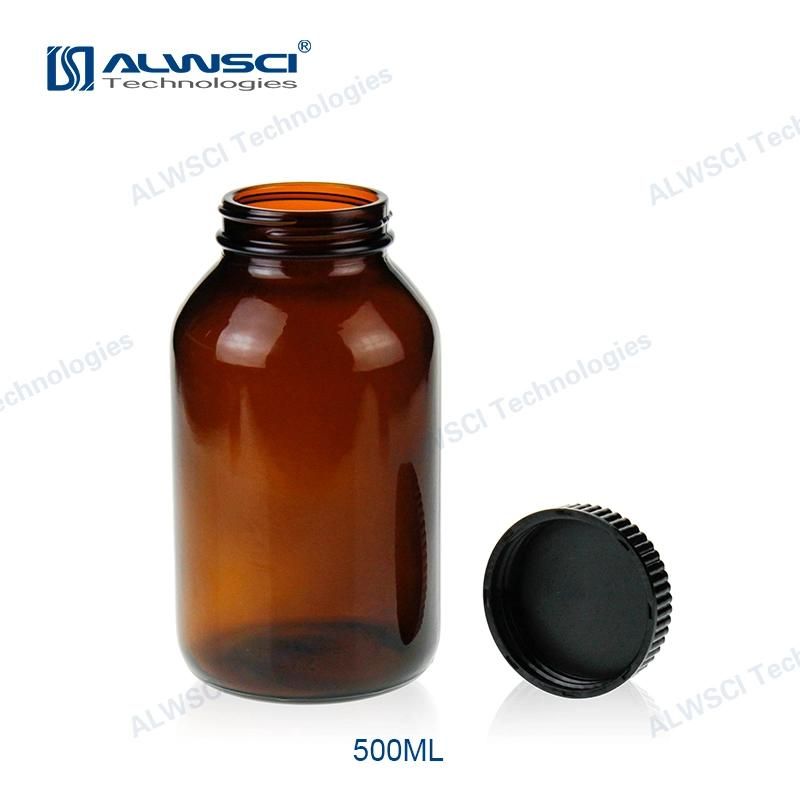 Alwsci Wide Mouth 500ml 53-400 Wide Mouth Amber Glass Bottle