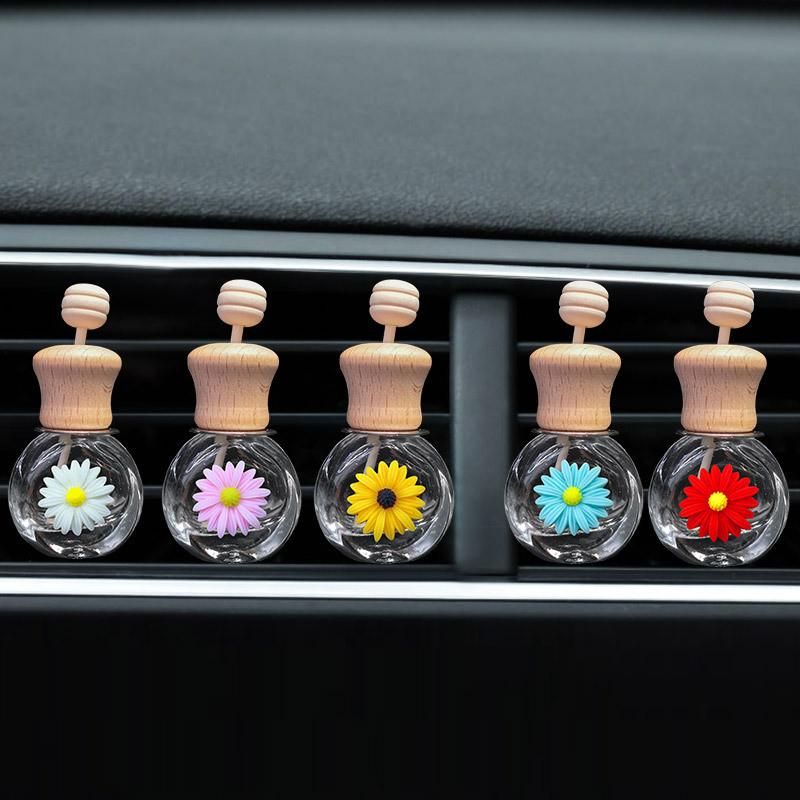 6ml Round Perfume Bottle Decor for Car Air Vent Clip Air Freshener Auto Essential Oil Diffuser Bottle Car Accessories Daisy Flower