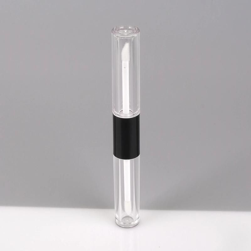 Latest Design 2.5g Double End Lip Gloss Tube Lip Gloss Packaging Custom Gold Lid Clear Lip Gloss Tube with Wand Tubes