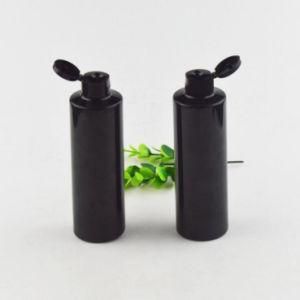 8oz Pet Plastic Shiny Black Color Light Proof Lotion Shampoo Toner Bottle with Flip Cap