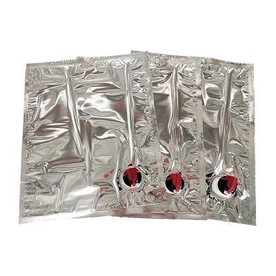 Silver Red Wine Quad Seal Bag Glod Reusable Aluminium Foil Plastic Bag in Box for Beverages Liquid