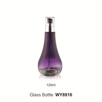 Glass Bottle Fat Bottom Transparent Purple Color Small Neck Lotion Pump 40ml 120ml 100ml and 50g Glass Jar