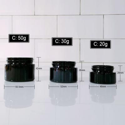 Customized 20g 30g 50g Eco Friendly Empty Black Glass Cosmetic Packaging Containers Jar with Plastic Lids