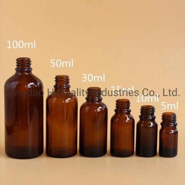 5ml/10ml/15ml/20ml/30ml/50ml/100ml Clear/Amber Essential Oil Glass Bottles, with Cap