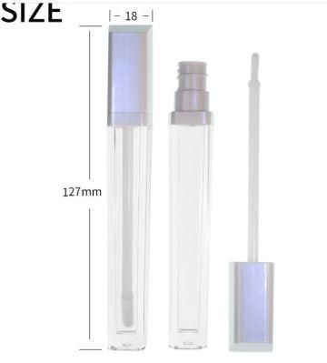 Empty Square Tubes Plastic White 7ml Lip Gloss Tube with Brush for Cosmetic Packaging Containers Wholesale