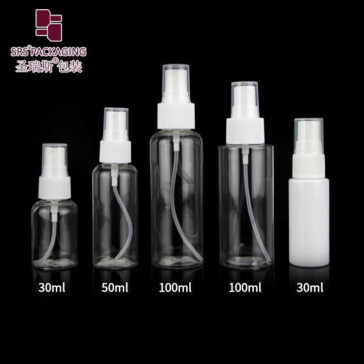 PCR Eco-Friendly Pet Travel Recycled Cosmetic Fine Mist Spray Clear Essential Oil Plastic Perfume 15ml 30ml 50ml Airless/Lotion/Aluminum Sprayer Pump Bottle