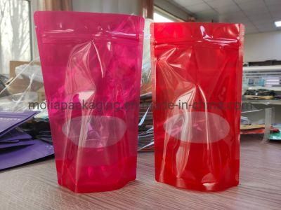 White Color with Oval Window Stand up Plastic Bag