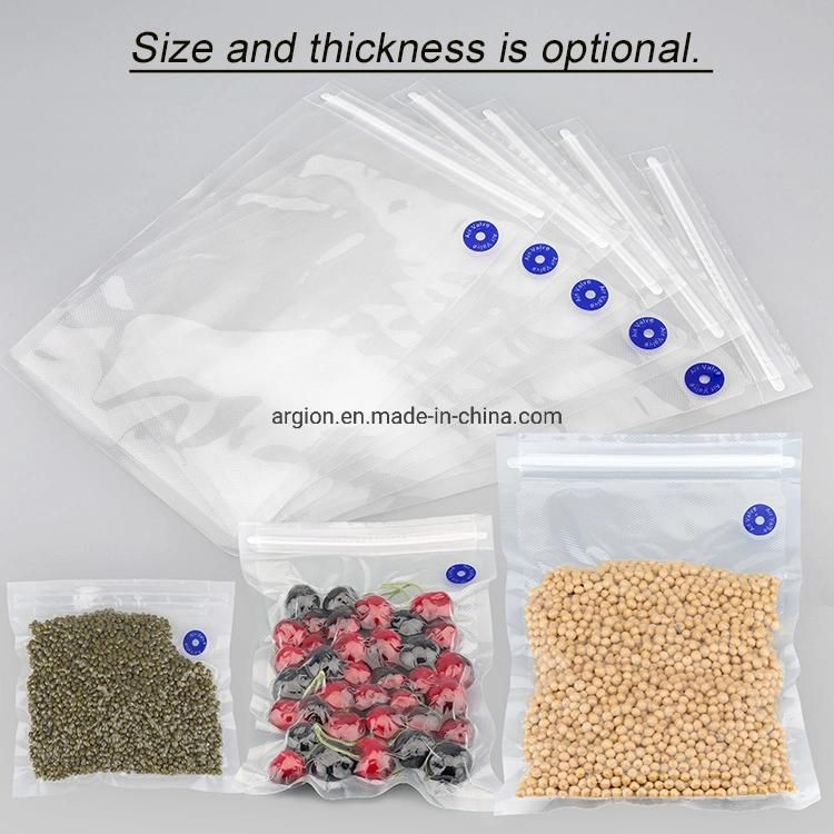 Reusable Customized Size Zipper Food Vacuum Packaging Bag with Air Valve