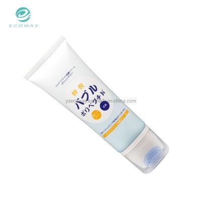 120ml Offset Printing Clear Face Cleanser Cosmetic Tube with Silicone Brush and Roller Massage