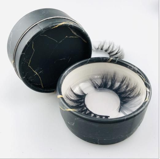 Customized Pringing False Eyelash Case New Currency Cylindrical Can Eyelash Packaging Box Eyelash Case Transparent Window Round Tin Eyelashes Packaging