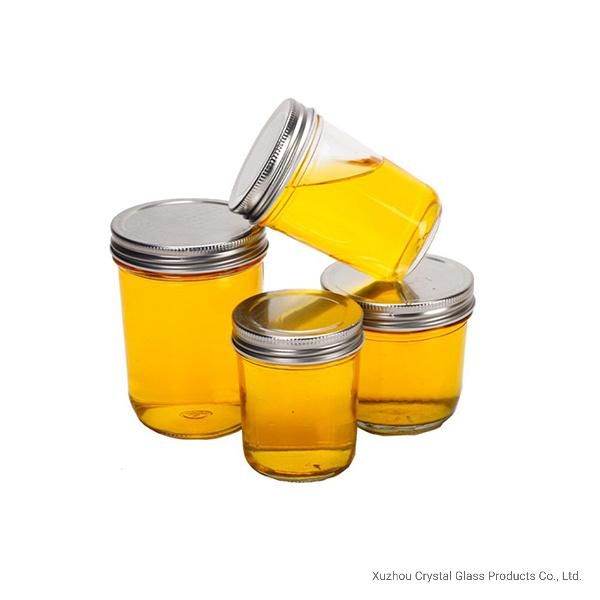 200ml 7oz Round Wide Mouth Mason Food Honey Jam Glass Jar with Metal Lid