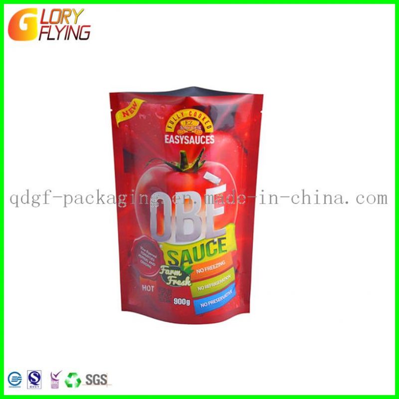 Stand up Plastic Food Bag for Packing Sauce with Gravure Printing