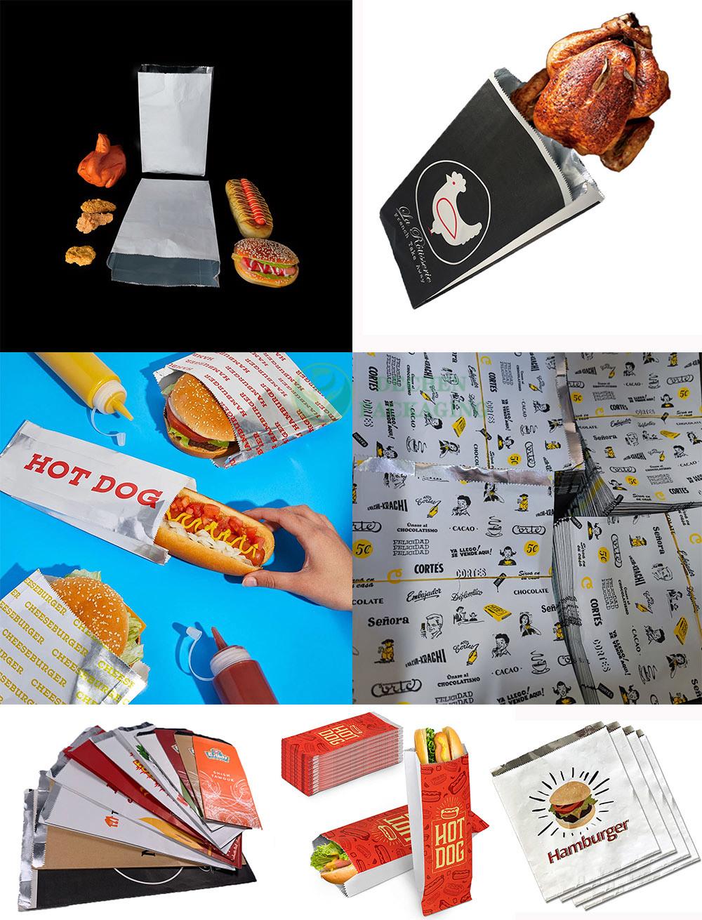 Foil out Fries Bags for Whole Chicken Take Away Kebab Packaging Bag