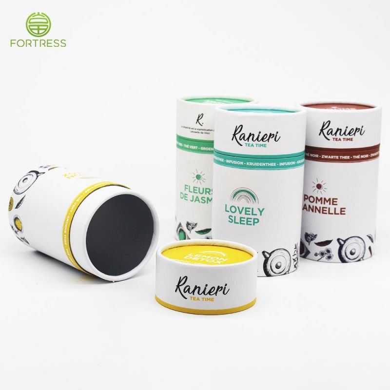 Aluminum Foil Inside Custom Paper Safety Packaging Canister Colorful Printed Food Tube for Loose Flower Tea Packing