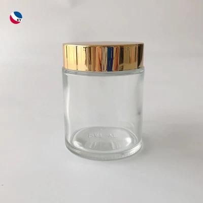 100ml 120ml Clear Frosted Glass Jar Cosmetic Skincare Scrub Cream Customized Logo Jar with Gold Plastic Lid