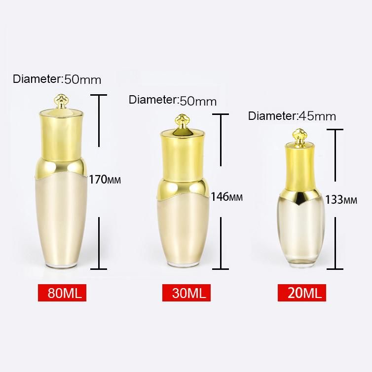 in Stock Popular Unique 30ml Gold Luxury Empty Acrylic Cream Bottle