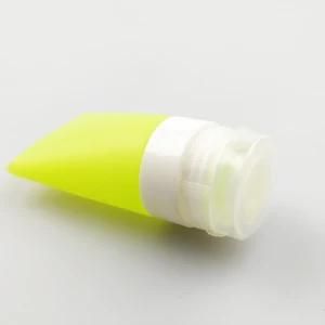 Small Toothpasted-Shaped Refillable FDA/LFGB Food Grade Silicone Cosmetic Travel Bottles, Yellow