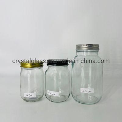 Wide Mouth Food Storage Glass Mason Jars with Lids for Jam Honey Packing 4oz 8oz 16oz