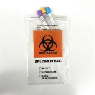 3 Wall Plastic Specimen Biohazard Ziplock Zipper Packaging Bag